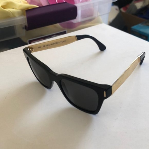 Retrosuperfuture black and gold sunglasses main image 5